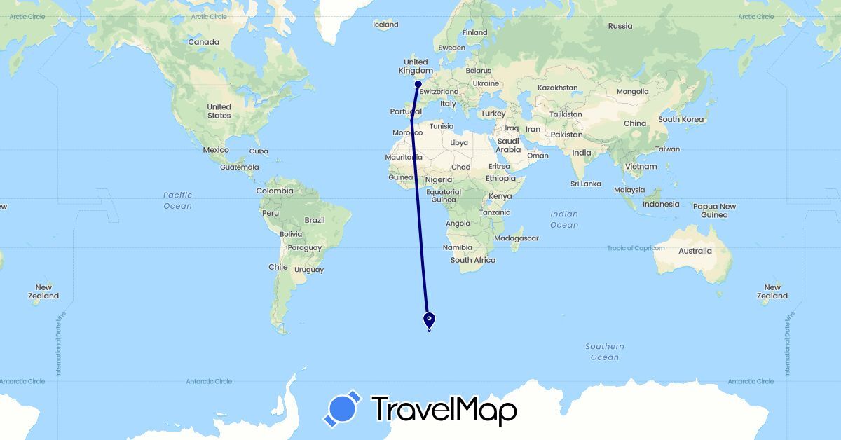 TravelMap itinerary: driving in Gibraltar, Jersey, Norway (Europe)